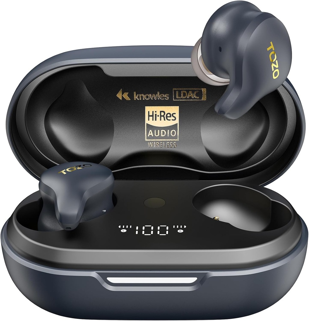 TOZO Golden X1 Draadloze oordopjes Balanced Armatuur stuurprogramma en hybride dynamische stuurprogramma, Bluetooth hoofdtelefoons OrigX Pro, LDAC & Hi-Res Audio Draadloos, Geluid Annulering Headset Galaxy Blue/Black
