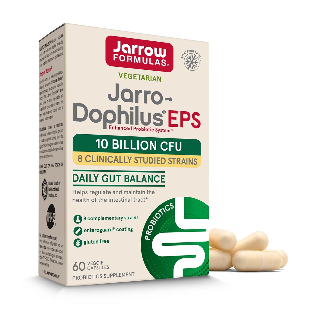 Jarrow Formulas Jarro Dophilus Probiotica 10 Miljard CFU - Probiotische supplement Capsules for Digestive Health & Gut Health for Women and Men, 60 Veggie Capsules, Tot 30 Days, Plank Stable