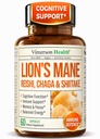 Lions Mane Supplément Capsules - Mélange de Poudre de Champignons avec Lions Mane Poudre, Turkey Tail, Shiitake Champignons & Plus. Focus & Suppléments d'énergie pour Mood & Immune Support. Non-OGM. 60 Capsules Vegan
