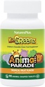 NaturesPlus Animal Parade KidGreenz, Tropische Fruitsmaak - 90 Animal-Shaped, Kauwtabletten - Verpakking van 2 - met Broccoli &