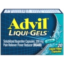 Advil Liqui-Gels pijnstiller en koortsreducer, pijnmedicijn voor volwassenen met Ibuprofen 200 mg voor hoofdpijn, rugpijn, menstruele pijn en gewrichtspijn verlichting - 20 vloeibare gevuld capsules