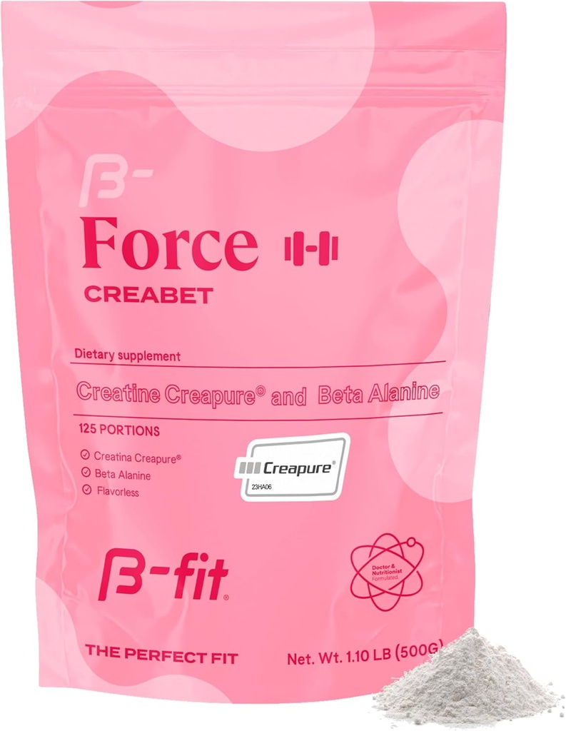 Creabet Creatine Monohydraat voor vrouwen - Creapure - Creatine Monohydraat Poeder met Beta-Alanine 500g - Pre-workout supplement - 125 Servingen +4 maanden Supply - Unflavored
