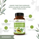 Groene Papaya Capsules 4X Sterkte, Organische Papaya Blad & Fruit Extract voor Bloedplaatjes, Digestieve Gezondheid, Enzymen, Probiotica, Antioxidanten 600mg, 60 Capsules, Case van 12 Herbal Goodness
