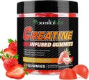Creatine Monohydraat Gummies 5000mg voor mannen & vrouwen, Creatine Monohydraat, L-Taurine, Vitamine B12 voor spiergroei, Kracht, Focus, Energie & gezondheid, Suikervrij, Veganistisch, Aardbei smaak, 120 Tel.