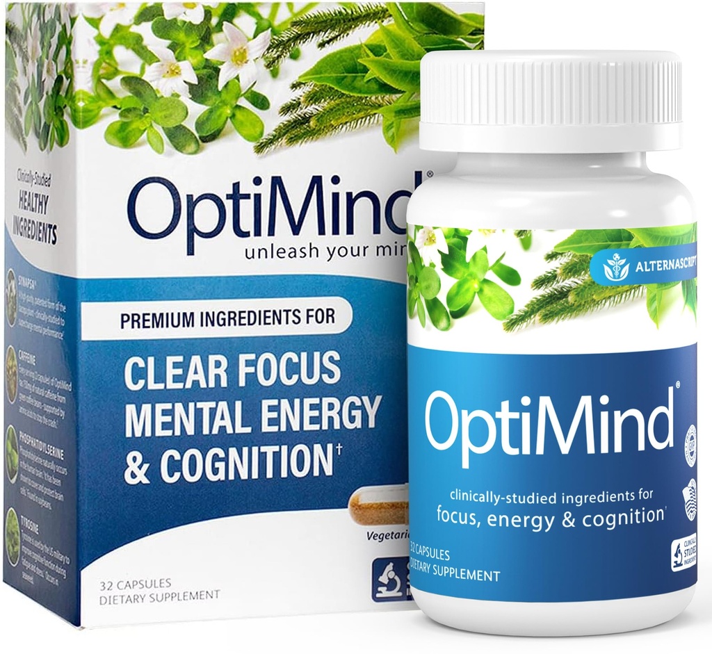 Optimale Bacopa Monnieri Hersensupplement voor Geheugen en Focus, Nootropics met Fosfatidylserine, Huperzine A, Non-GMO, Klinisch bestudeerde ingrediënten, 32 capsules