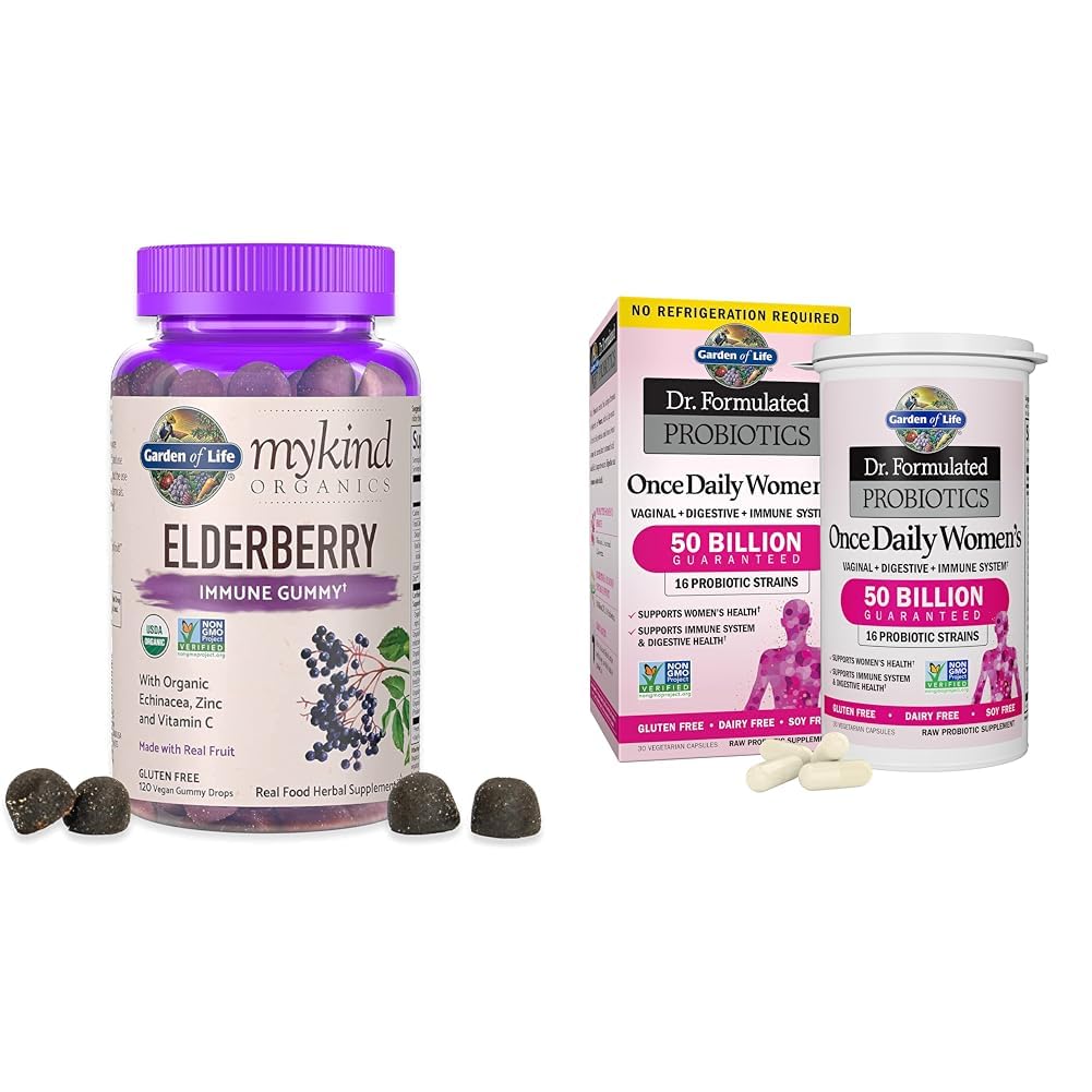 Tuin van het leven Organics Vlierbes Gummies voor volwassenen en kinderen - Immune Support Supplement met biologisch fruit &, Dr. Geformuleerde vrouwen probiotica eenmaal daags, 16 Strains, 50 miljard, 30 capsules