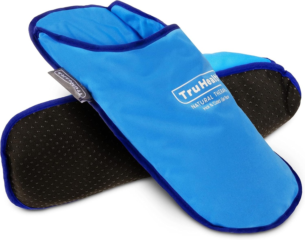 Ice Pack Slippers for Neuropathy Relief - 1 Pair, Blue Vinyl Gel - Ice Pack Wraps & Cold Slippers for Zwelling Feet Relief - Hot & Cold Therapy for Plantar Fasciitis & Burning Sensation