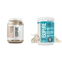 Bundle of Isopure Unflavored Organic Vegan Pea Protein Powder, Dairy Free with Amino Acids, 20 Servers + Isopure Collagen Peptides Powder, 14 Servers, Unflavored, with Vitamin C, with Biotin