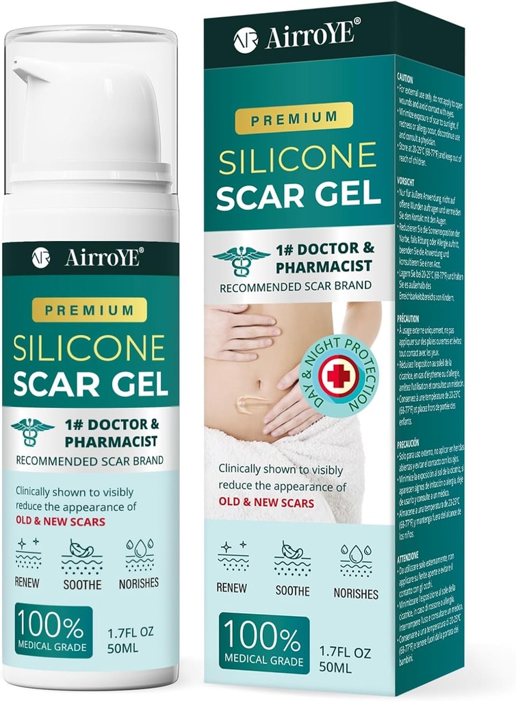 Gel de cicatrice de silicone pour stretch Mark: 100% crème de cicatrice de silicone - Enlever de nouvelles cicatrices de vieille peau 50g