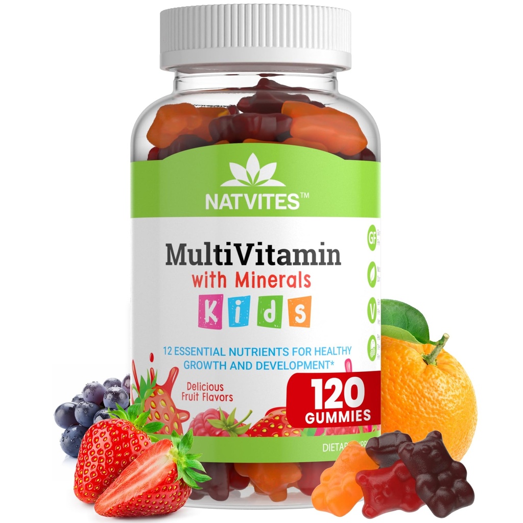 Complete Kids Multivitamine Gummies 120 Graaf van essentiële dagelijkse vitamines en mineralen voor Immune Ondersteuning, Focus, & Growth . Perfect voor peuters, kinderen, tieners en picky Eaters!