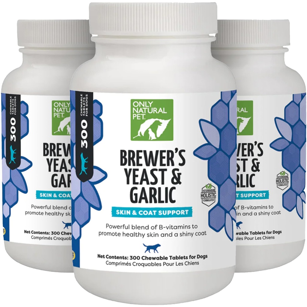 Alleen natuurlijke Gist & Knoflook kauwtabletten van Pet Brewer - all-natural Flea & Tick Prevention for dogs - fortified with B Vitamines - promoot gezonde huid & Coat - 300 Count Tablet (3 Pack)