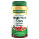 Nature's Bounty Magnesium Citrate Gummies for Adults, Supports General Health, Bone, Nerve, Muscle & Heart Health Support, 270mg per Serving, Vegan, Non-GMO - Raspberry 90 Count