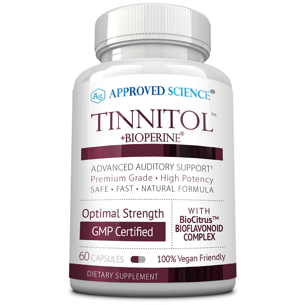 Goedgekeurde Wetenschap Tinnitol - Tinnitus Ondersteuning Supplement - Ease Ringing in The Ears - Boost Inner Ear Health - 60 Capsules - Made in The USA