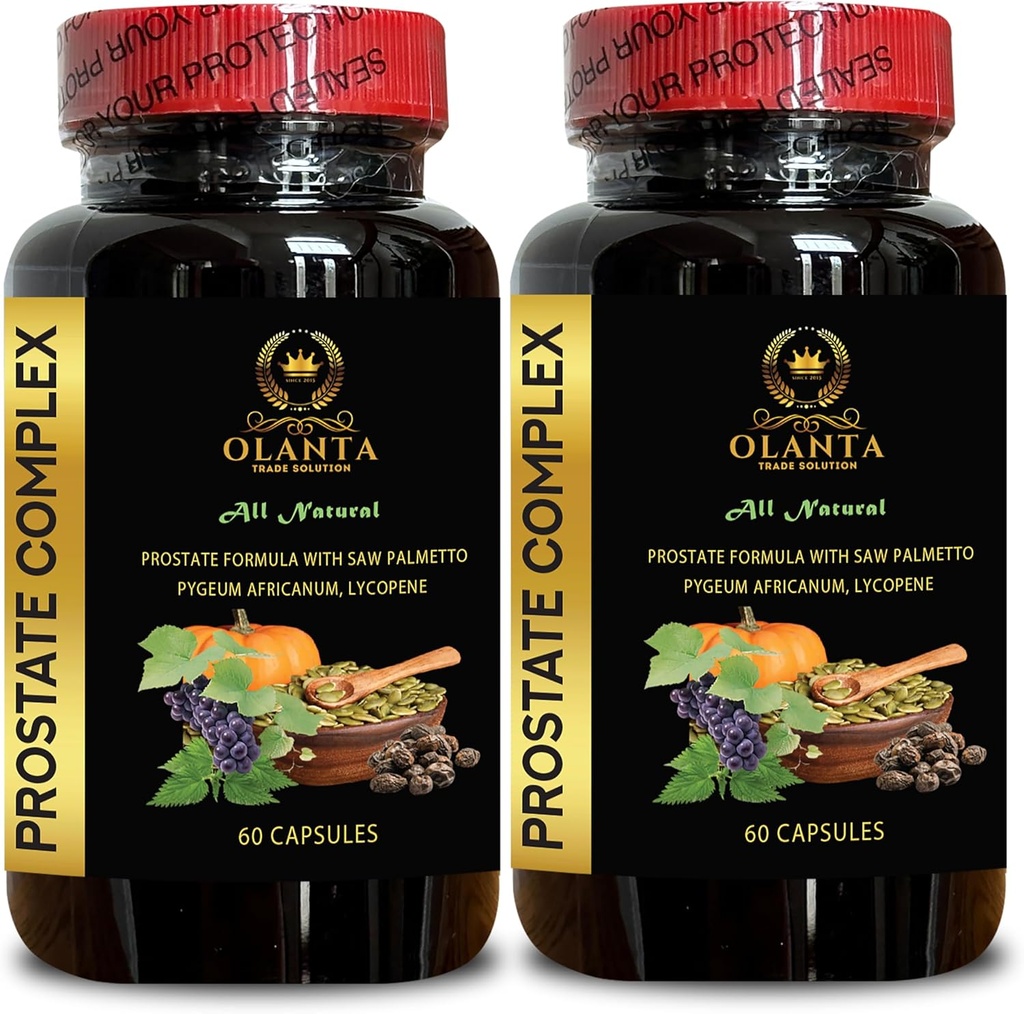 COMPLEXE DE SOUTIEN PROSTATE - Soutien nutritionnel pour la prostate, Pygeum et Saw Palmetto pour les hommes Prostate, soutien Urinary Tract, suppléments de prostate pour les hommes - 2 bouteilles 120 Capsules