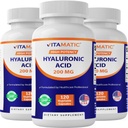 Vitamatic 3 Pack Hyaluronzuursupplementen 200mg - Ondersteunt gezonde Connective Weefsel en gewrichten - Bevorderen Jeugdige Gezonde Huid - Totaal 360 Capsules