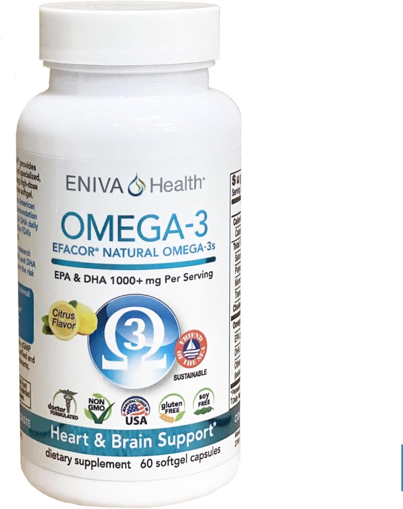 Eniva Omega-3 Visolie Hoge EPA/DHA Premium Visolie Dagelijks Supplement (60 doppen)