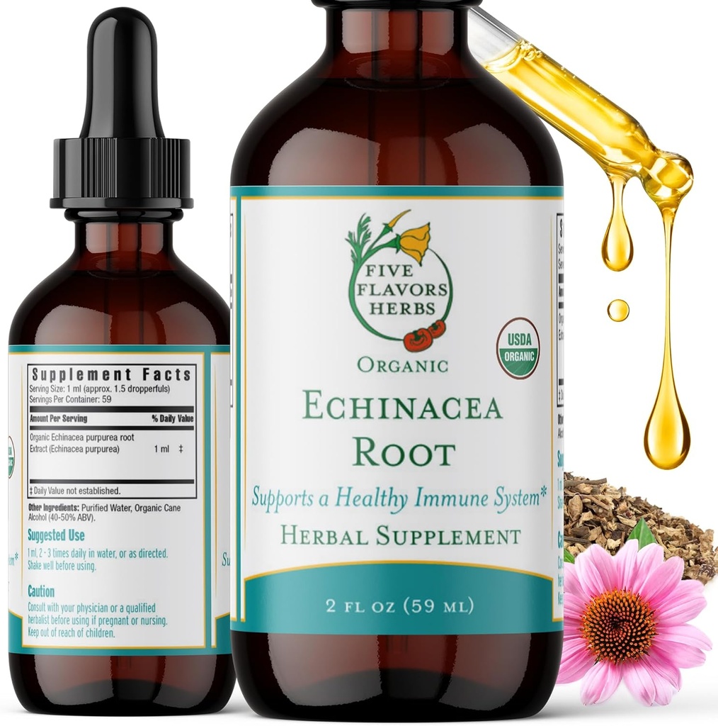 Echinacea wortel Tinctuur - Immuunsysteem ondersteuning, voor bijten, steken & wonden, melkhaas, kruidensupplement - 2 Fl Oz
