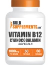 BulkSupplements.com Vitamine B12 Softgels - Vitamine B12 Supplement, als Cyanocobalamine - Glutenvrij, 1 Softgel per Serving (1000mcg), 60 Tellen (pakket van 1)