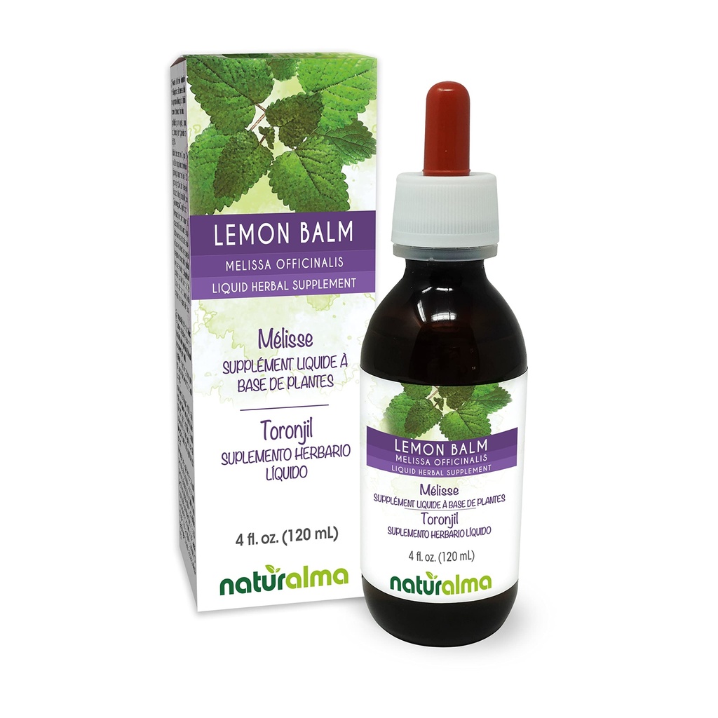 Naturalma Citroenbalsem (Melissa-sspaan) Leaf Alcoholvrije tinctuur - 4 fl oz Liquid Extract in druppels - Kruidensupplement - Veganistisch