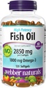 Webber Naturals Visolie 2850 mg, Hoge Potentie, 1.800 mg Omega-3 per Serving, 120 Clear Enteric Softgels, No Fishy Aftersmaak, Ultra-Purified, Ondersteunt Hart, Cognitive, en Joint Health