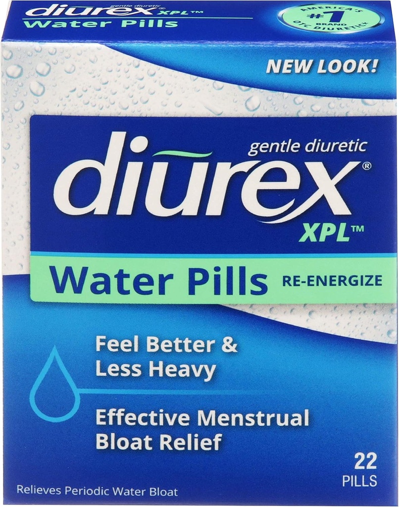 Diurex XPL Re-energizing Water Pillen - Relieve Bloating & Fatigue - 22 Tel.