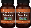 Global Healing Center Selenium 200mcg 2-pack, Pure Selenium Supplement met biologische ingrediënten, antioxidanten voor schildklier en immuungezondheid voor mannen en vrouwen - Meer dan Selenium 100 mcg (60 capsules)