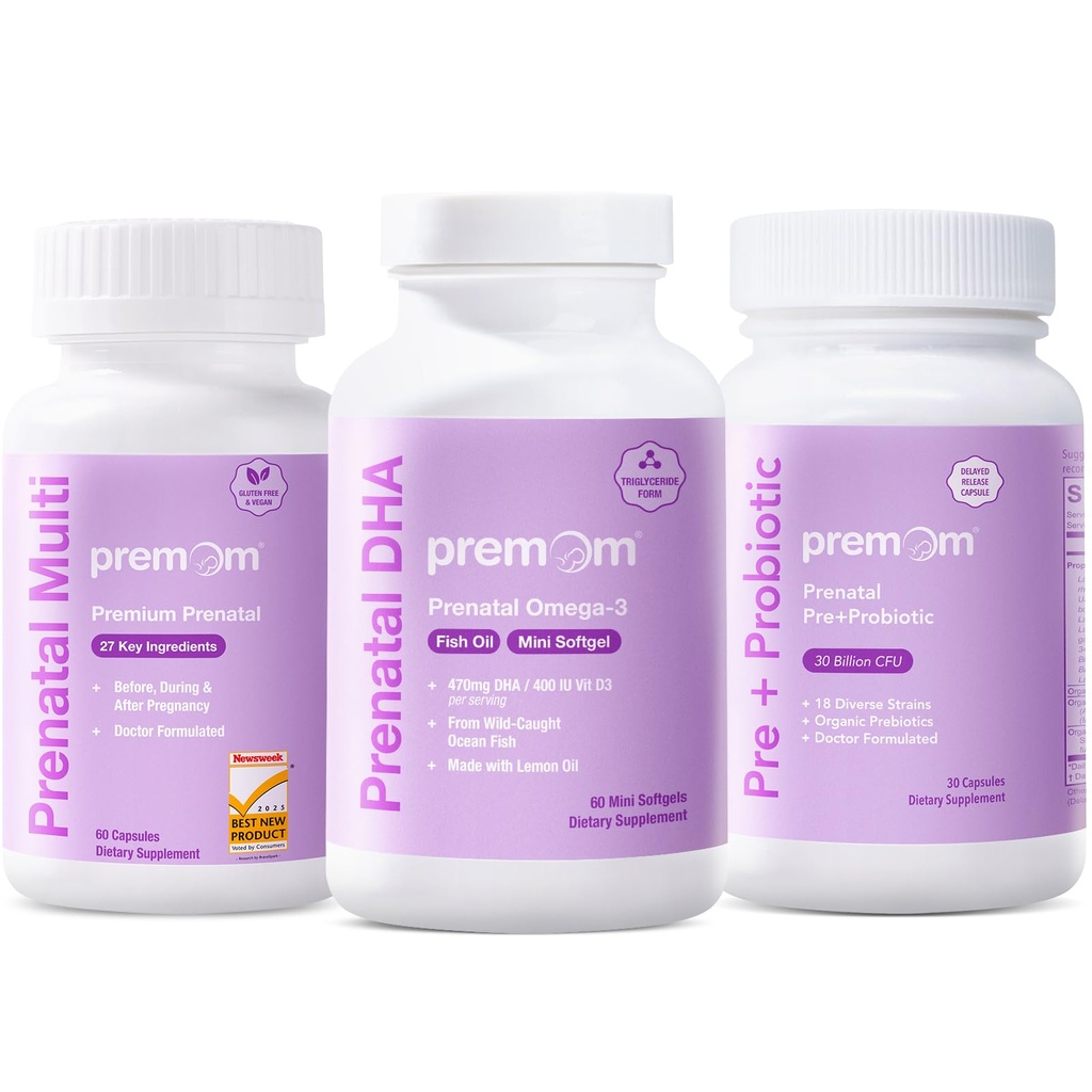 Premom Prenatale Probiotica + Prenatale DHA Visolie + Prenatale Formule Vitamine