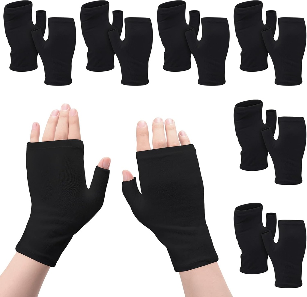6 paar Vingerloze Eczeem Handschoenen Vochtig voor volwassenen Katoen Overnachting Droge handen(zwart)
