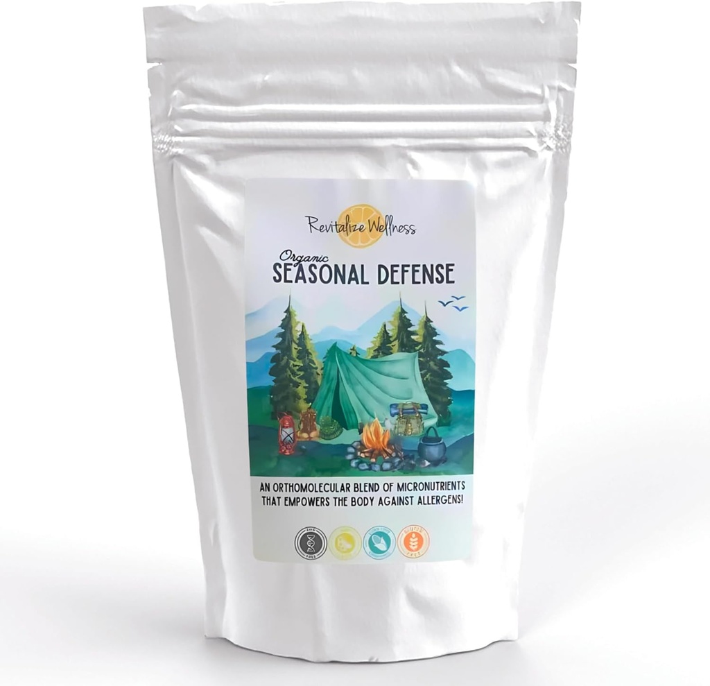 Biologische Seasonal Defense Powder Voorheen Allergie Verdediging Bromelain, Vitamine B3, Vitamine C, Quercetin, en NAC Geen Suiker Toegevoegd 