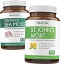 Mousse de mer et millepertuis (2 mois d'approvisionnement) Mélange de mousse d'humeur - mousse de mer d'Irlande biologique - supplément végétalien brut (120 capsules) et millepertuis avec puissant 900mcg Hypericine végétalien non-OGM (120 capsules)