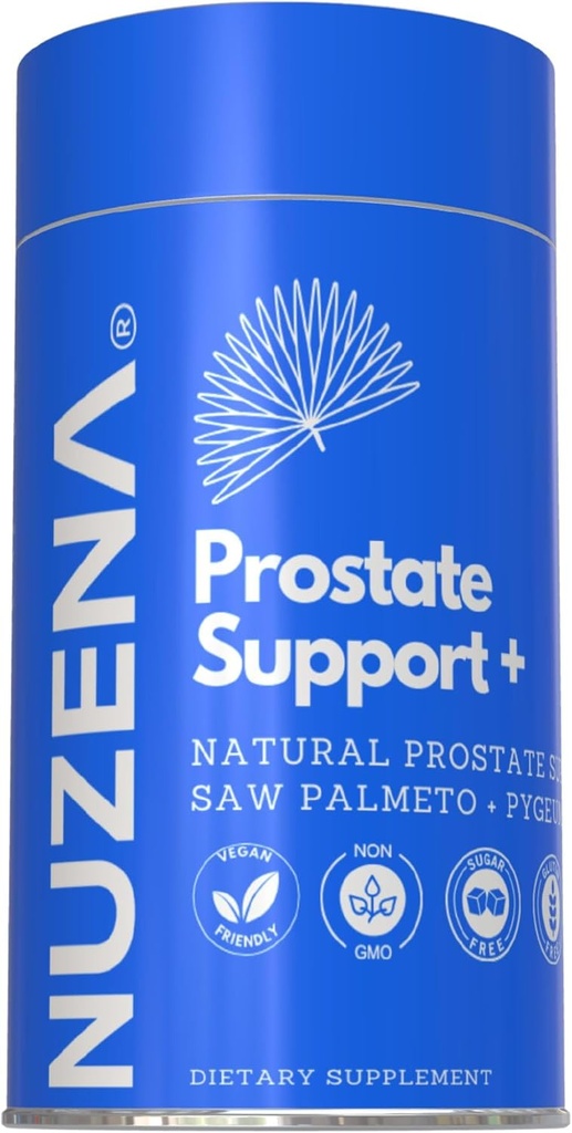 Nuzena Prostate Support +, Geavanceerde Formule met Saw Palmetto, Juniper Bessen en Quercetin Extracten om mannen te helpen Steun een Vergrote Prostaat, Made in USA (60 Capsules)