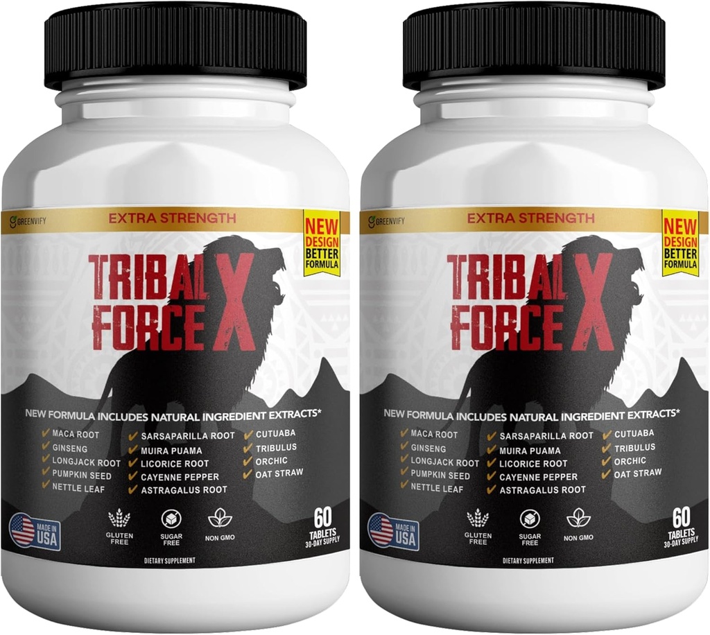 Tribal Force X Extra Strength Natural Supplement, 60 tabletten, Glutenvrij, Non-GMO, 30 dagen levering (2)