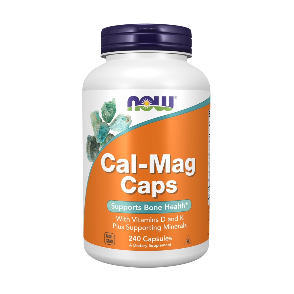 NOW Supplementen, Cal-Mag Caps met vitamine D en ondersteunende mineralen, ondersteunt Bone Health*, 240 Veg Capsules