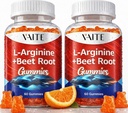 L Arginine 1000mg Supplement Beetwortel Gummies - Dubbele sterkte, Energie Boost, Circulatie Ondersteuning en uithoudingsvermogen, Biologische Kauwbare bieten Supplementen voor mannen en vrouwen, Vegan Gummy, Sugar-Free(2 Pack)