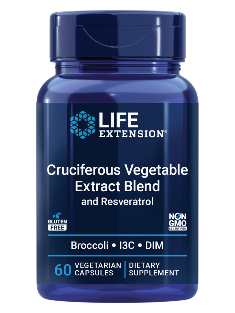 Levensverlengstuk Cruciferig Plantaardige Extract & Resveratrol, Broccoli, Cabbage, resveratrol, Ondersteunt Cellular Protection, Glutenvrije, Niet-GMO, Vegetarische, 60 Capsules