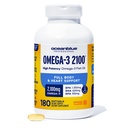 Oceanblue Professional Omega-3 2100 – 180 ct – Supplément d'huile de poisson triple résistance sans Burpless avec EPA, DHA, DPA – Wild-Caught – Orange Flavor (90 portions)