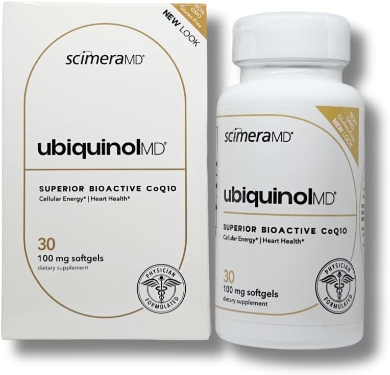 ScimeraMD® Ubichinol Co-enzym Q10 Kaneka QH Antioxidant Supplement voor Hartgezondheid en Cellulaire Energieproductie, 30 CT