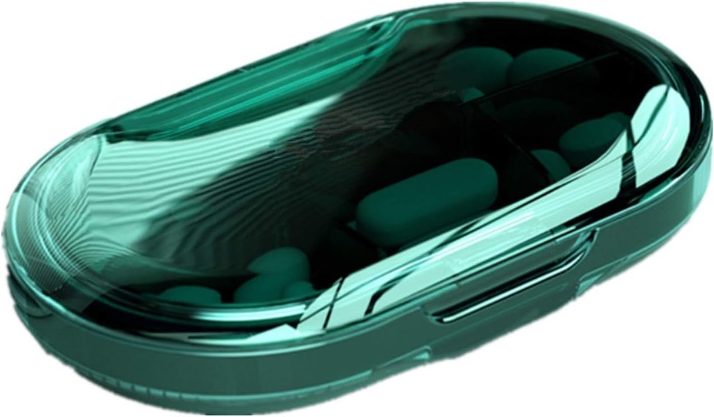 Pillen Organisator, Portable Pill Box Daily Pill Case Dispenser voor Medicine Vitamine Supplement Visolie voor Purse Pocket Reizen Huis, BPA Gratis Tritan Materiaal (Groen)