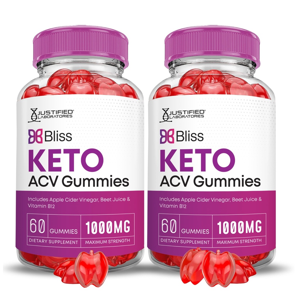 Justified Laboratories (2 Pack Bliss Keto ACV Gummies Advanced Formula 1000MG Bliss Keto Gummies Apple Cider Vinegar Boost Geformuleerd met Granaatappel Beet Juice Powder B12 Vegan Non GMO 120 Gummys