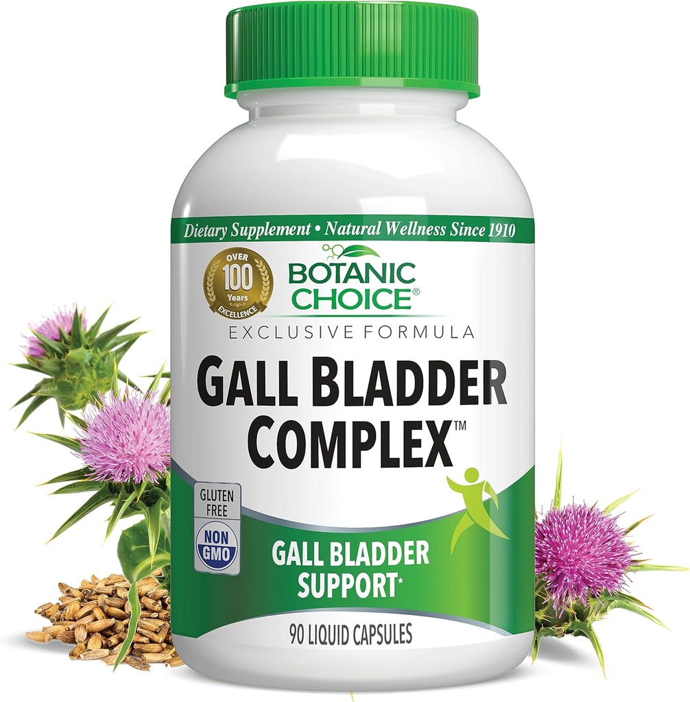 Botanic Choice Gall Bladder Complex - Supplément quotidien pour adultes - Soutient la santé digestive des facilités de fonctionnement se construisant qui conduit à la boursouflure et au malaise 90 capsules
