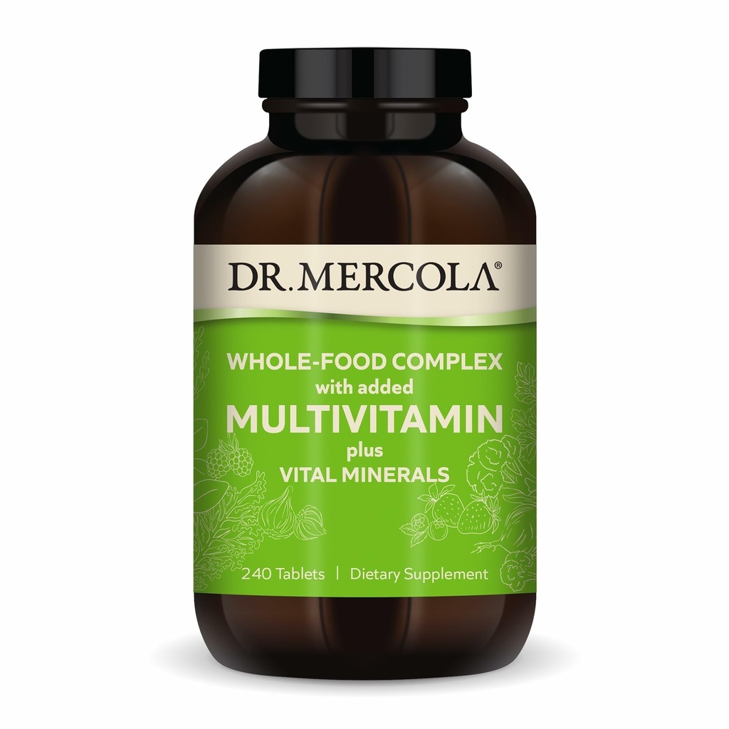 Complexe alimentaire complet du Dr Mercola avec ajout de multivitamines plus minéraux vitaux, 30 portions (240 comprimés), supplément alimentaire, soutient la santé globale