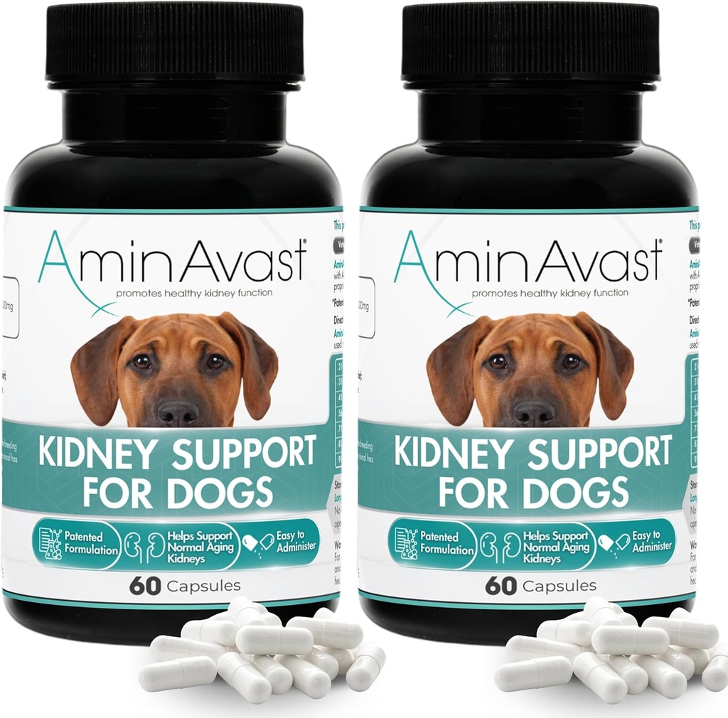 AminAvast Nierondersteuning Supplement voor honden, 1000mg 2-pack - bevordert natuurlijke nierfunctie - Aids in Health and Vitality of Aging Nieren - Gemakkelijk toegediend - 60 Sprinkle Capsules