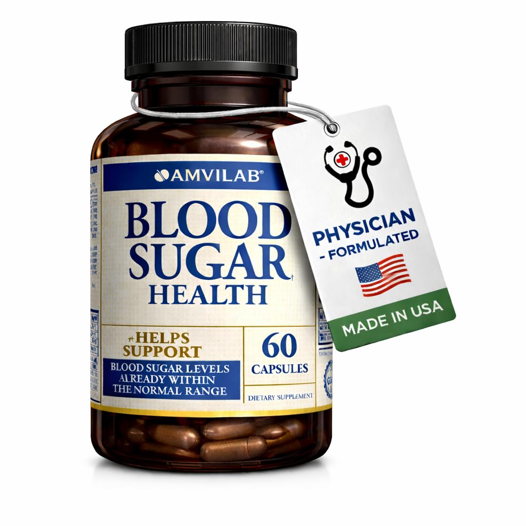 Blood Sugar Health Natural 20 Kruiden en vitamines met kaneel, Alpha Lipoic Acid ter ondersteuning van gezondheid, niet-GMO, voor mannen Vrouwen, ondersteunt gezonde energieniveaus - 60 Kruidenpillen - 30 dagen levering