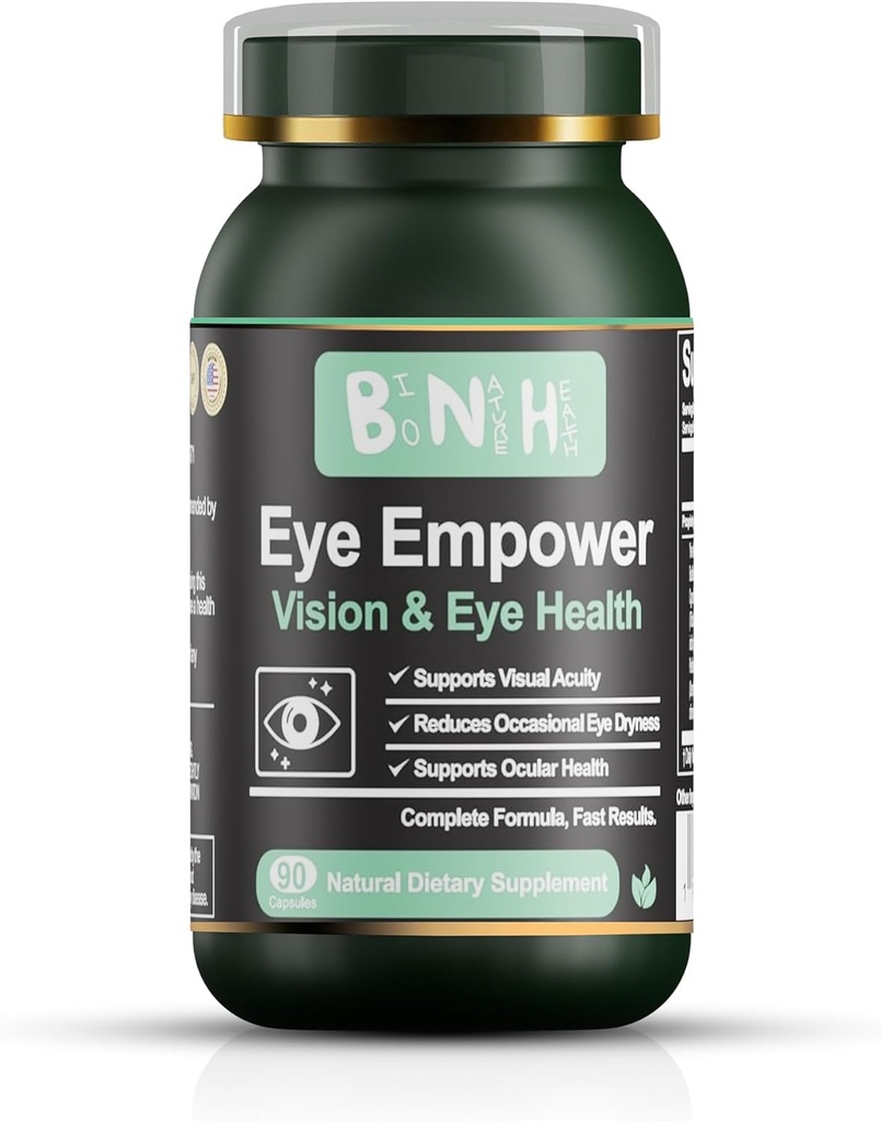 Eye Empower - Blue Light - Blurry Vision - Protection for Dry Irritated Itchy Eyes - Floaters - Fatigue - Ocular & Macular Support - Degeneratie - Proven Nutrients - Retinal & Corneal - 90 Tel.