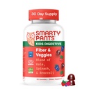 SmartyBants Kids Vezel & Veggies: Prebiotic Fiber Gummies for Kids, Fiber Supplement with Inulin, Organic Green Veggie Blend, Vegan, Glutenvrij, Gemengde Berry Smaak, 60 Tellen (30 Dagen Levering)
