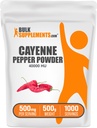 BulkSupplements.com Cayenne Pepper 40000 HU Powder - Capsaicin Supplements, Cayenne Pepper Powder - Vegan & Gluten Free, 500mg per portie, 500g (1,1 lbs) (verpakking van 1)