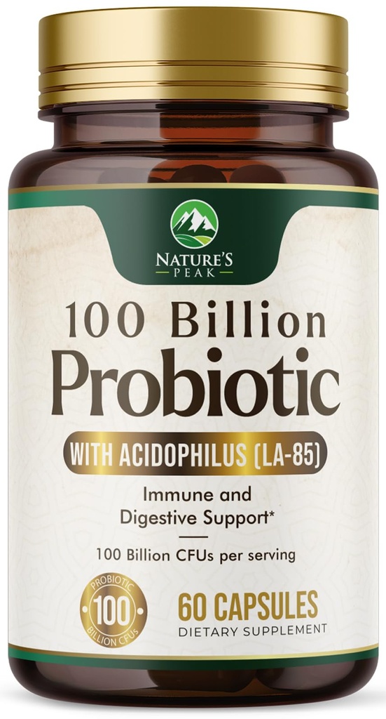 Probiotica 100 miljard CFU - 16 Probiotische strains met prebiotica - Ondersteunt Immune, Gut Health, PH, Occasional Constipatie, Gas & Bloating - Supplement voor vrouwen & mannen, Planchet stabiel - 60 capsules
