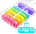 AUDON Weekly pil Organizer 3 keer per dag, grote 7 dagen pil Box 3 keer per dag met aparte container, draagbare pil geval voor medicatie, vitamines, visolie en supplementen