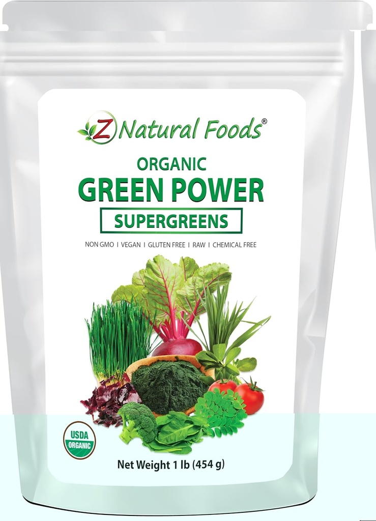 Z Natural Foods Biologische Groenen Superfood Powder - Gerstgras, Tarwegras, Spirulina,