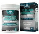 NaturaLife Labs Probiotiques 70 milliards CFU – 15 souches avec prébiotique biologique et postbiotique – formule 3-en-1 – 30 capsules véganes